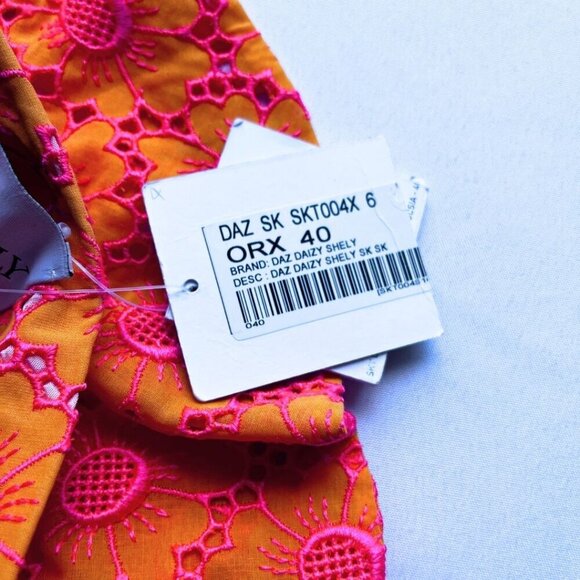 NWT DAIZY SHELY RUNWAY NEON ORANGE PINK ASYMMETRICAL CROCHET SKIRT - XS (IT40) - Picture 14 of 14